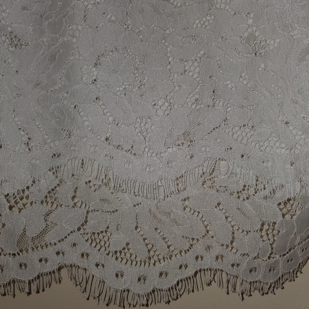 White laced, button neck blouse